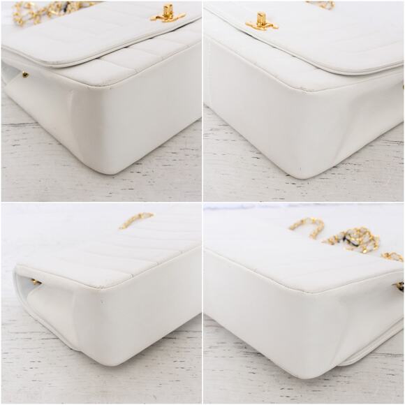 Chanel Mademoiselle White Lambskin Diana Flap Shoulder Crossbody Bag A5386 - Picture 6 of 12